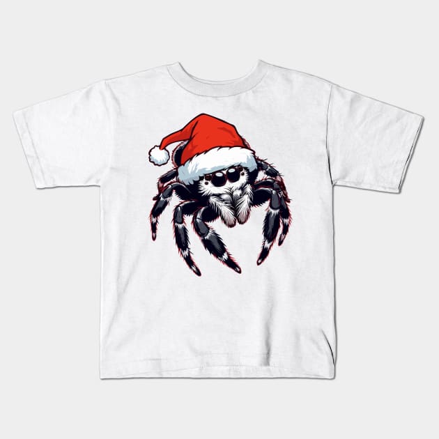 Christmas jumping spider Kids T-Shirt by TomFrontierArt
